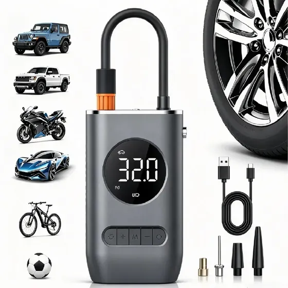 Mini Compressor de Ar Portátil Digital Sem Fio para Pneus e Infláveis